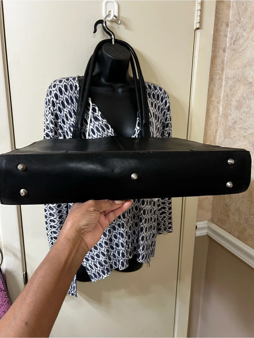 Piel Black Leather Laptop Bag
